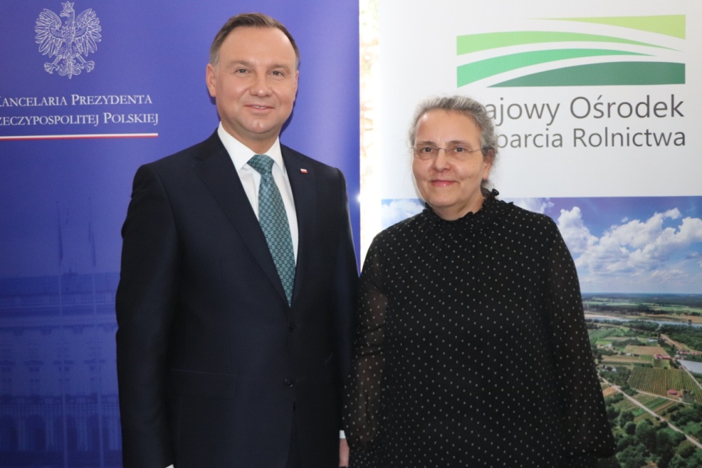 Prezydent RP Andrzej Duda i Dyrektor OR KRUS w Zielonej Górze Bożena Ronowicz